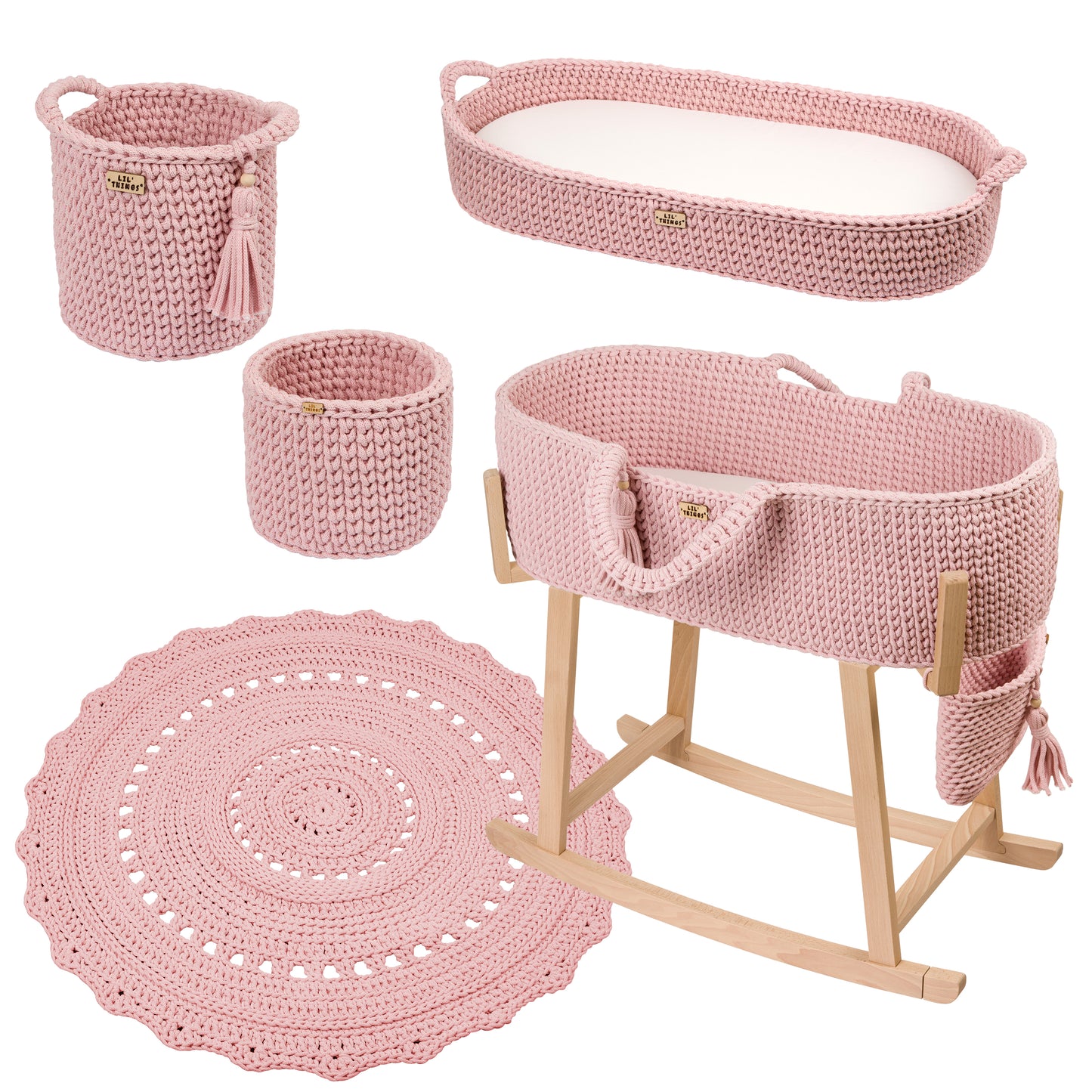 Crochet baby changing basket with mattress