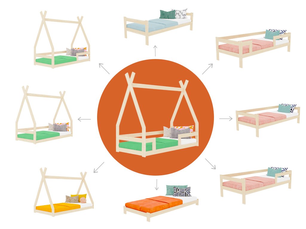 Cama montessori tipi conversível em cama de solteiro SAFE 9 em 1