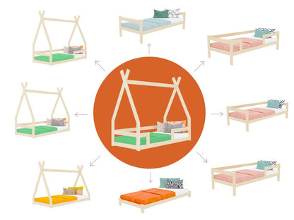 Cama montessori tipi conversível em cama de solteiro SAFE 9 em 1