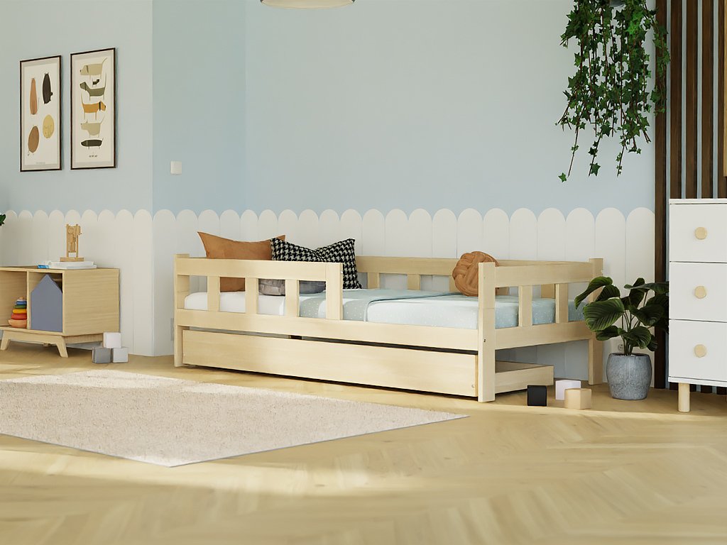 Need Sleep lit Montessori Enfant 70x140 cm avec Barriere en Bois d'épicéa  de Couleur Naturelle : : Bébé et Puériculture