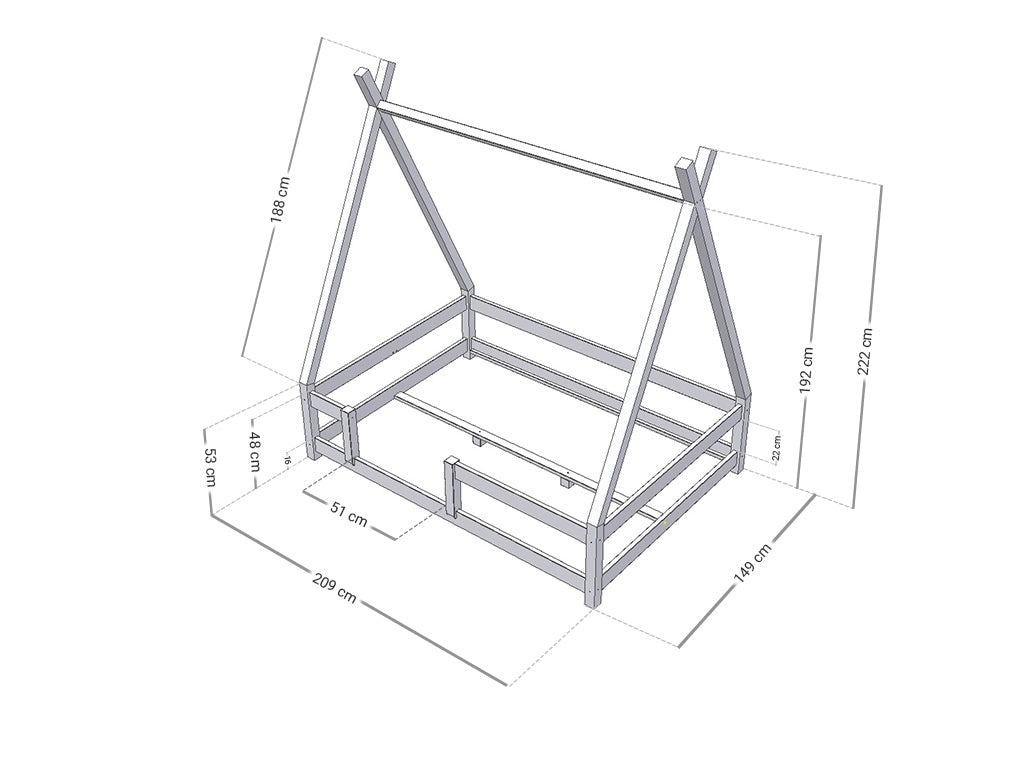 Lit enfant tipi avec barrières NAKANA