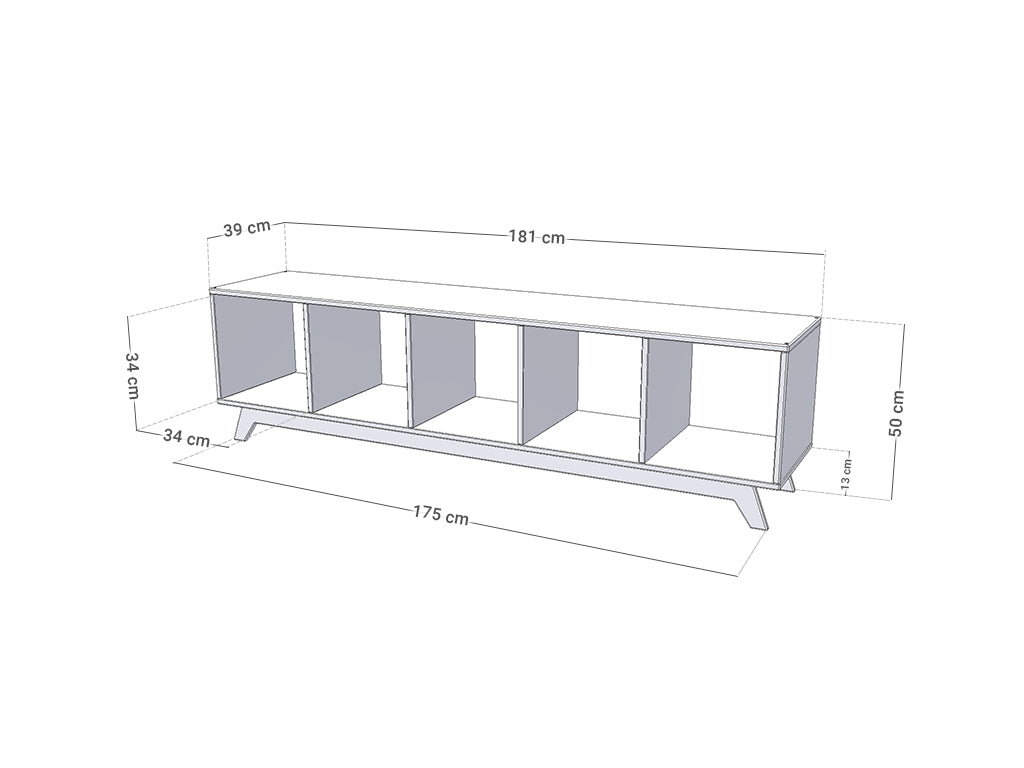 NABOKSY 1x5 wooden shelf with legs