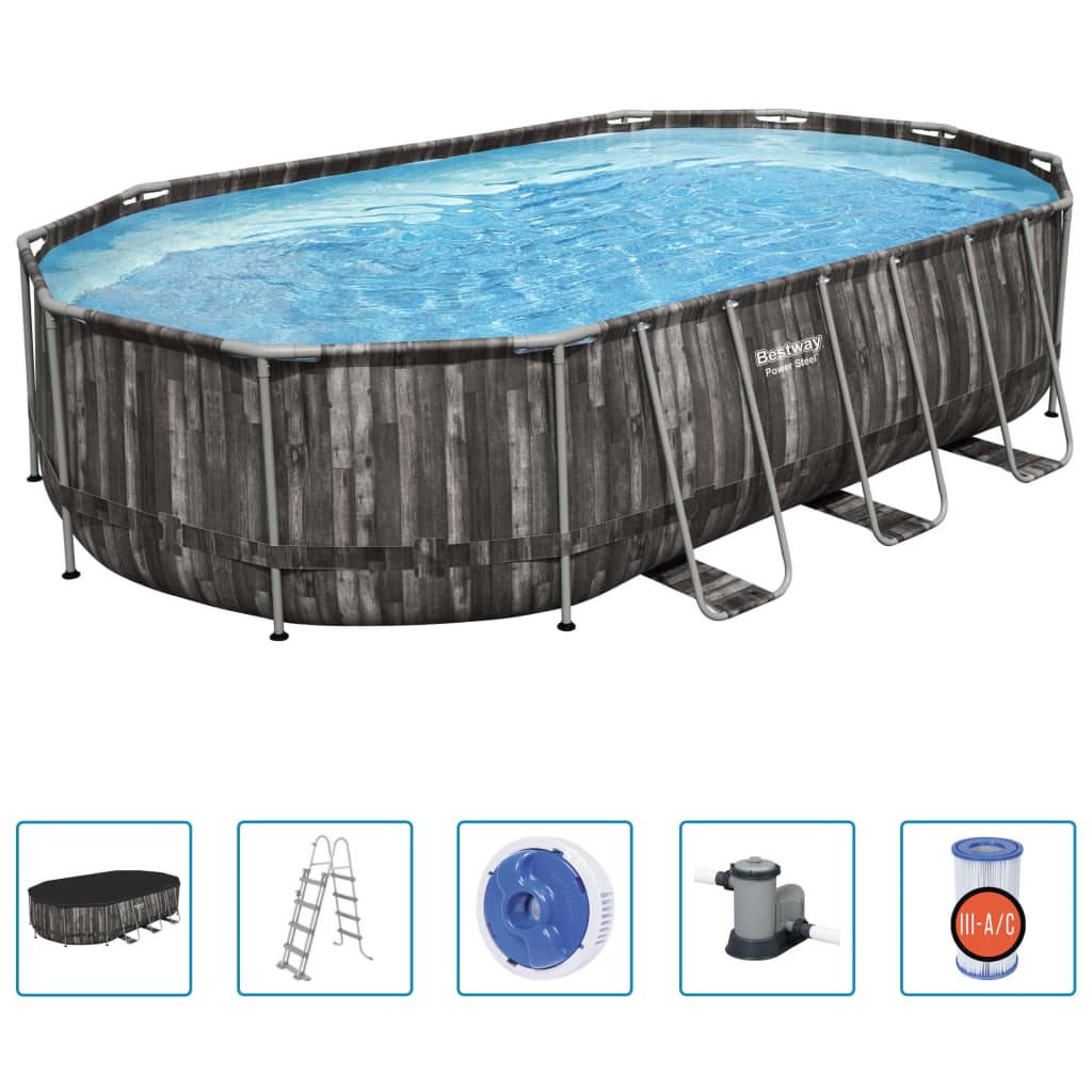 Bestway Oval Steel Oval Pool Set 488x305x107 cm