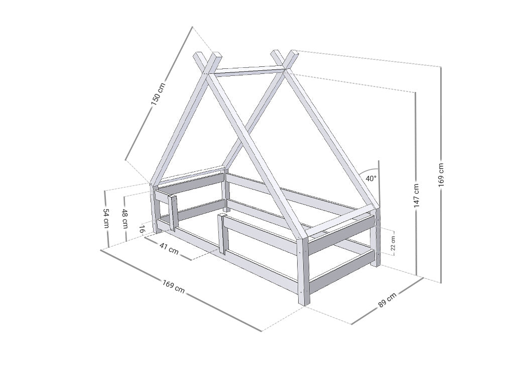 Tipi-Kinderbett mit TAHUKA-Barrieren