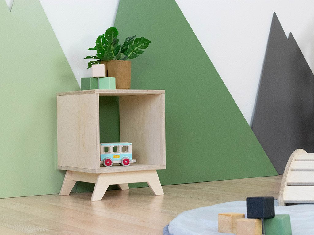 NABOKSY wooden nightstand with legs