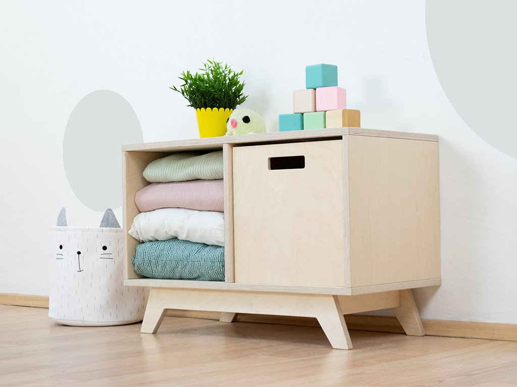 Etagère en bois NABOKSY 1x2 avec pieds