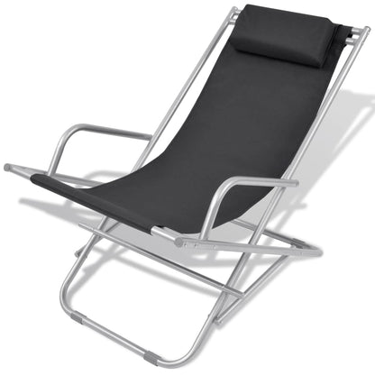 Terrace reclining chairs 2 pcs black steel