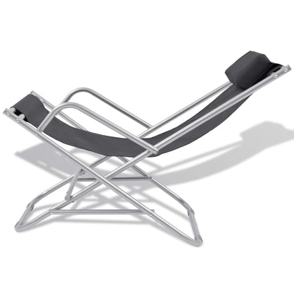 Terrace reclining chairs 2 pcs black steel