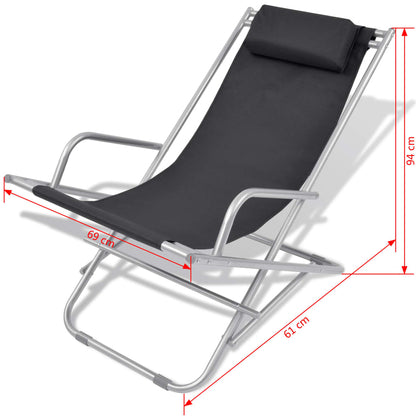 Terrace reclining chairs 2 pcs black steel