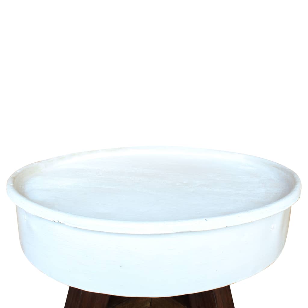 Mesa de café de madeira de recuperação sólida 60 x 45 cm branco