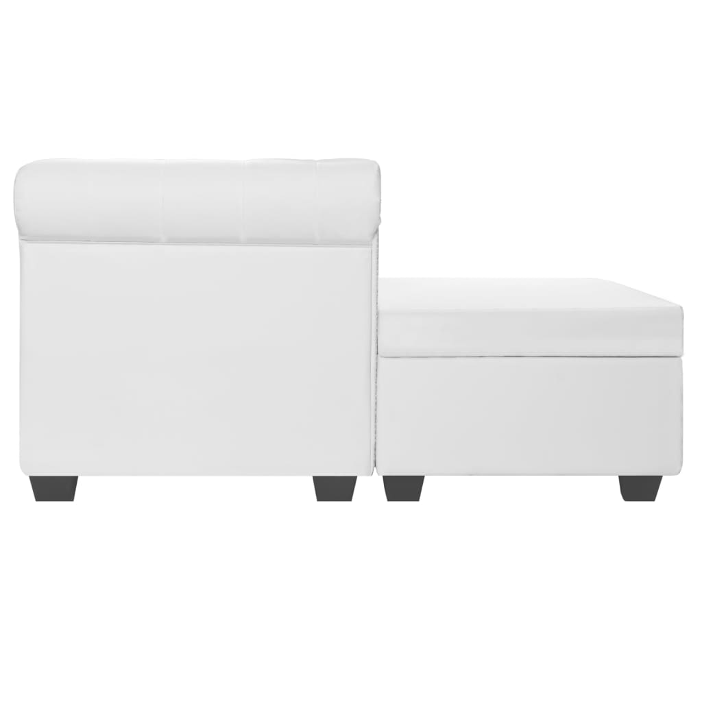 Canapé Chesterfield en forme de L cuir synthétique blanc