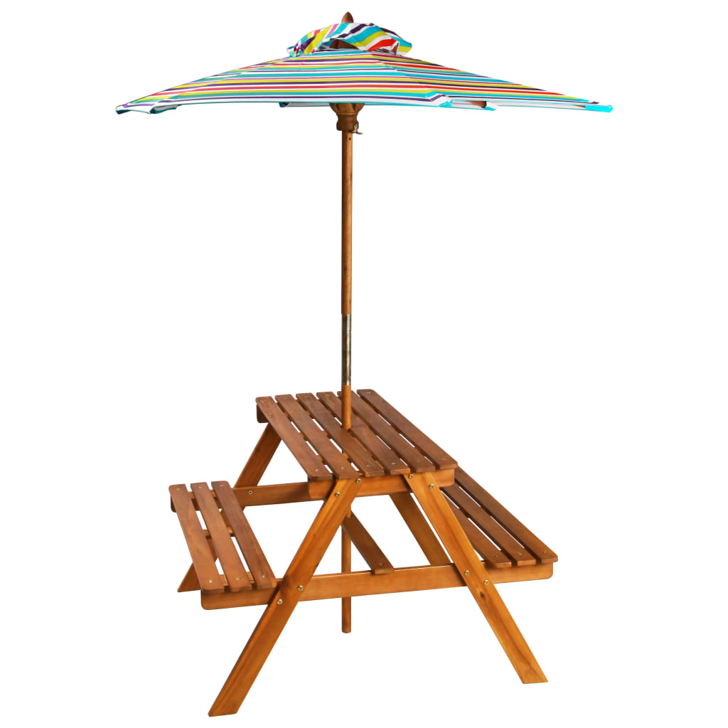 Mesa con picnic y parasol niños sólidos acacia