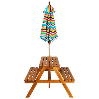 Mesa con picnic y parasol niños sólidos acacia