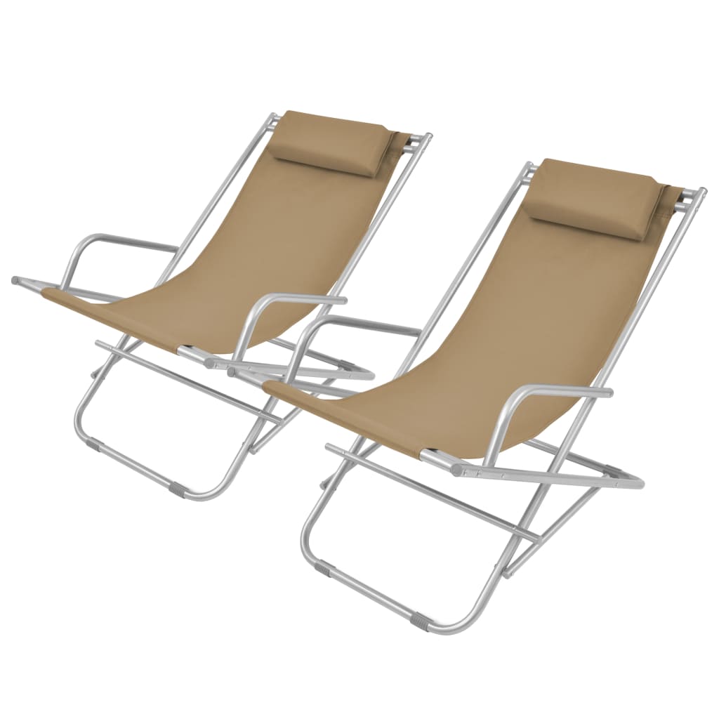 Terrace reclining chairs 2 pcs taupe steel