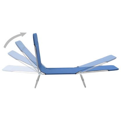 Chaises longues pliables lot de 2 transat Acier et tissu Bleu