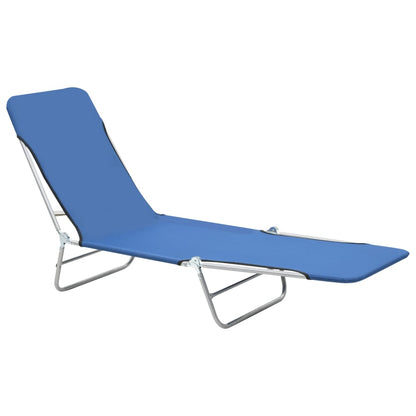 Chaises longues pliables lot de 2 transat Acier et tissu Bleu