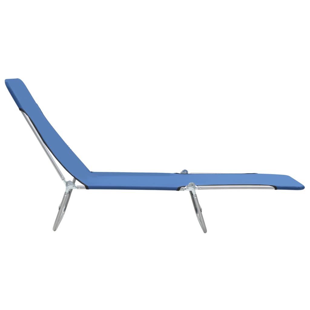 Chaises longues pliables lot de 2 transat Acier et tissu Bleu