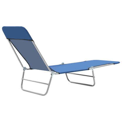 Chaises longues pliables lot de 2 transat Acier et tissu Bleu