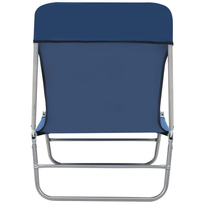 Chaises longues pliables lot de 2 transat Acier et tissu Bleu