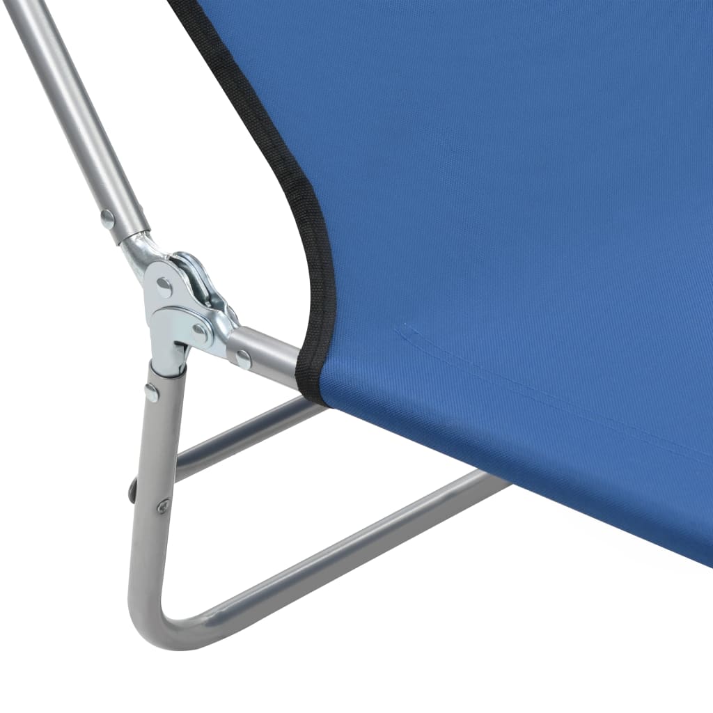 Chaises longues pliables lot de 2 transat Acier et tissu Bleu