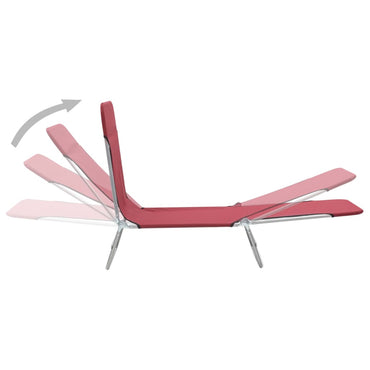 Chaises longues pliables lot de 2 transat Acier et tissu  Rouge