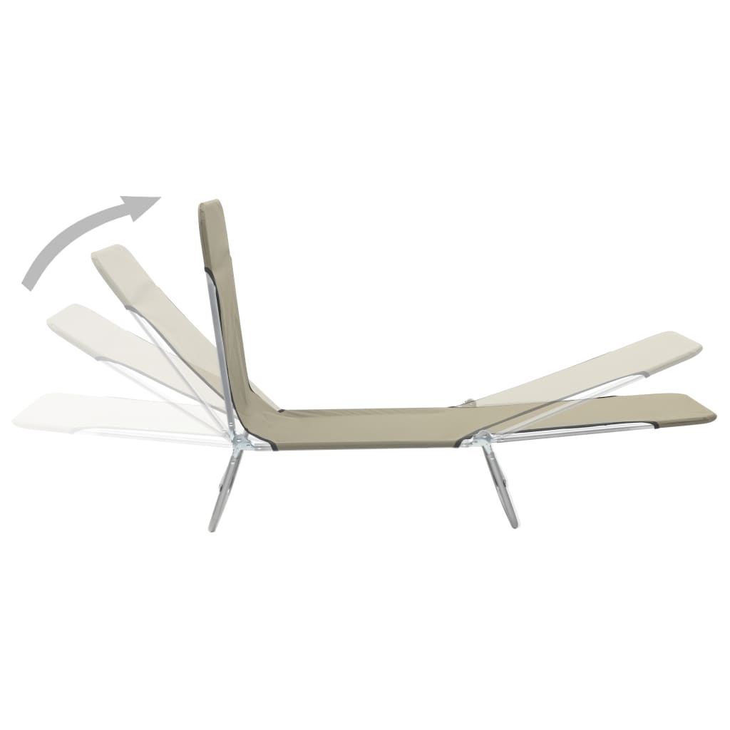 Chaises longues pliables lot de 2 transat Acier et tissu  Taupe