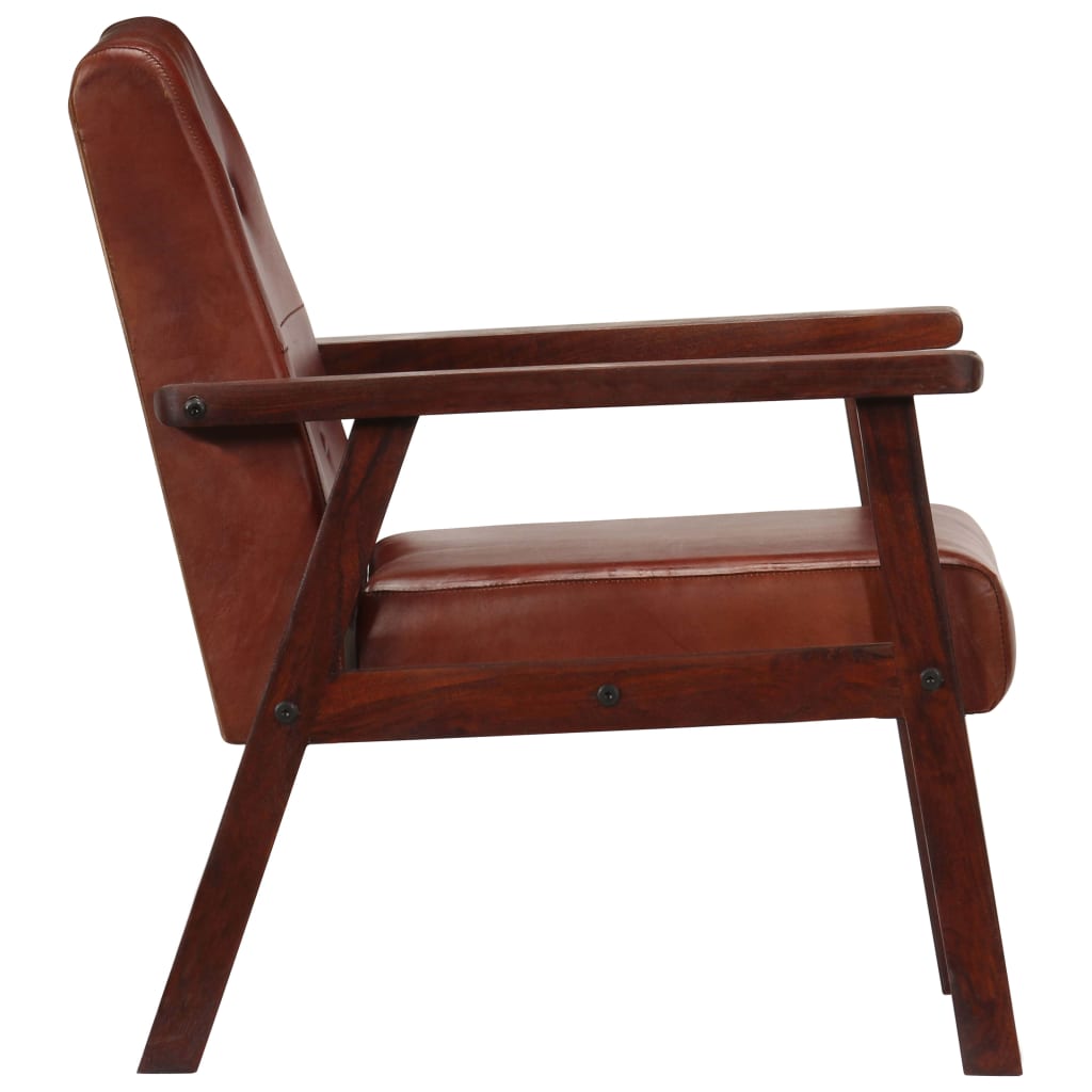 Fauteuil marron cuir véritable