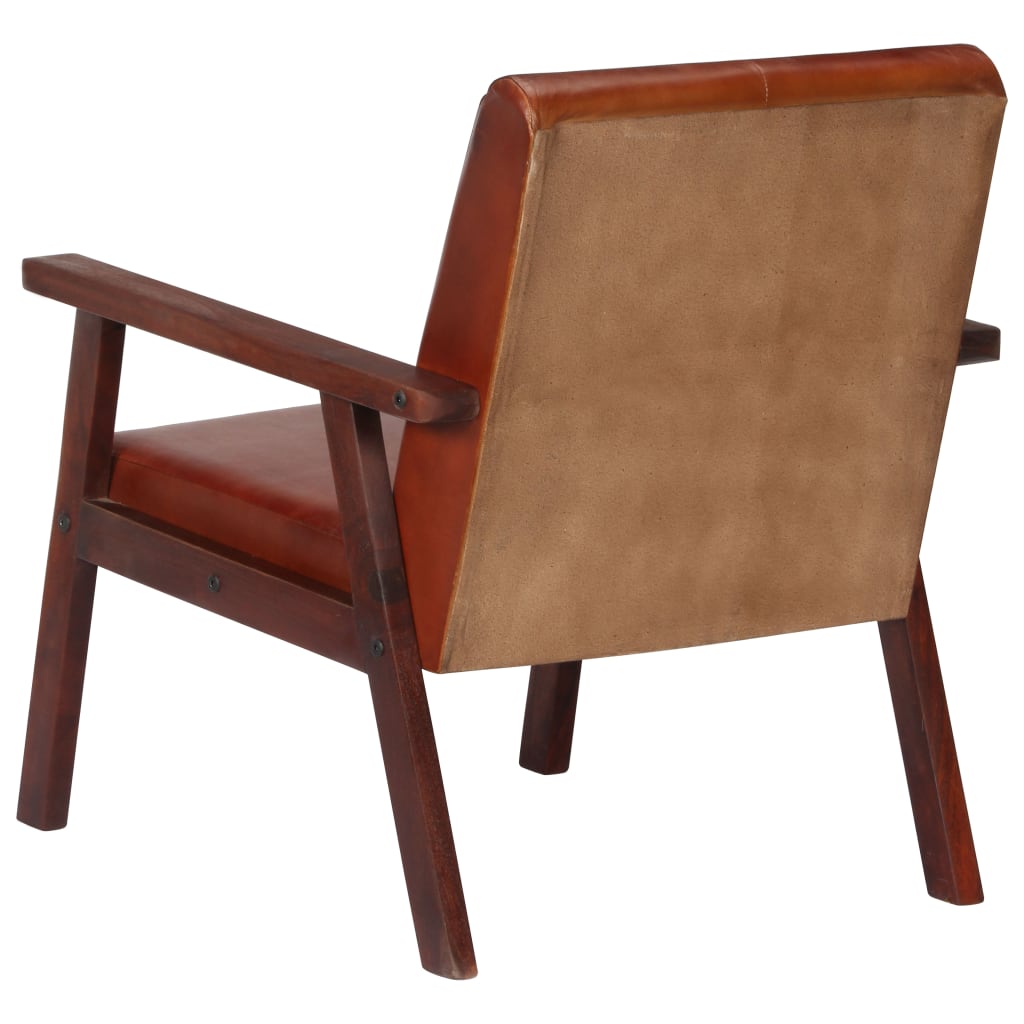 Fauteuil marron cuir véritable