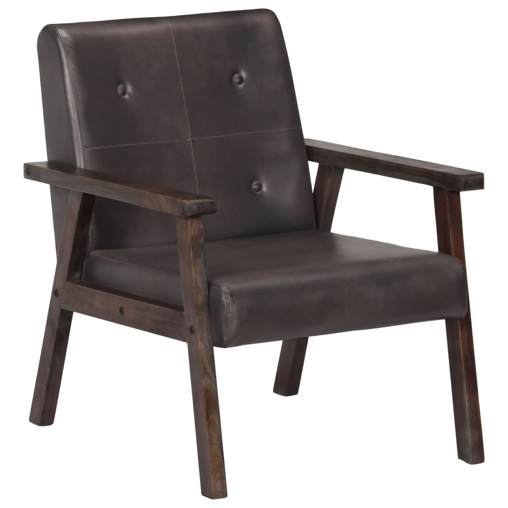 Fauteuil gris cuir véritable