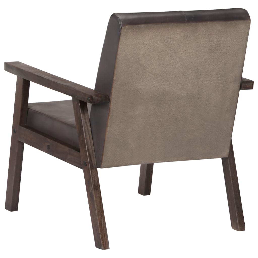 Fauteuil gris cuir véritable