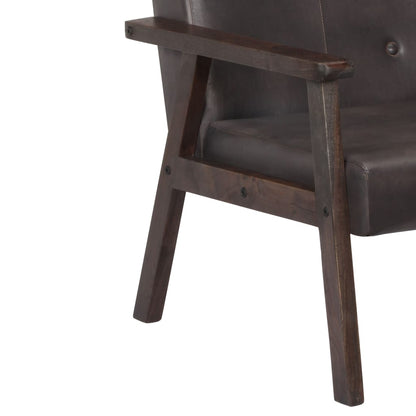 Fauteuil gris cuir véritable