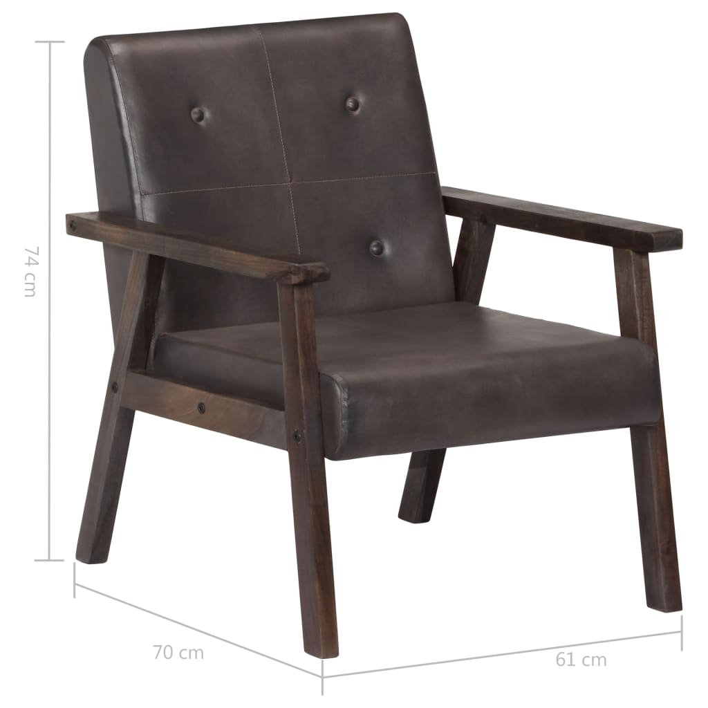 Fauteuil gris cuir véritable