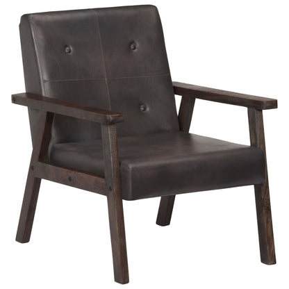 Fauteuil gris cuir véritable