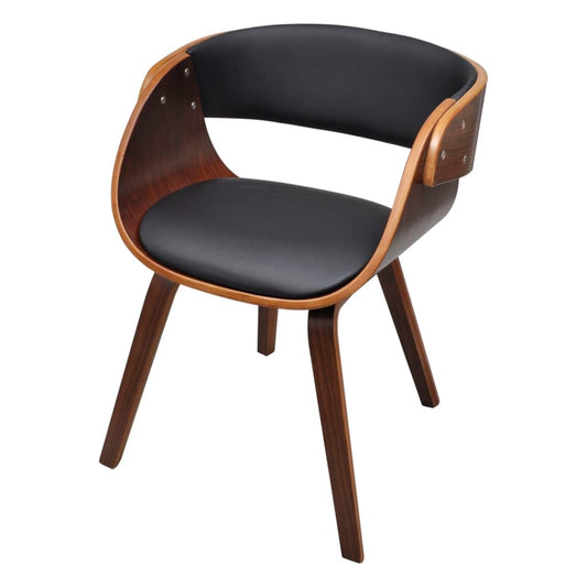 Curved wood dining chair and imitation leather