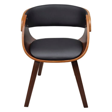 Curved wood dining chair and imitation leather