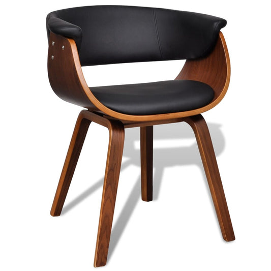 Dining room chair curved wood and imitation leather