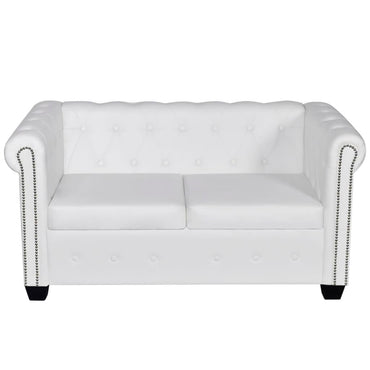 Canapé Chesterfield à 2 places cuir synthétique blanc