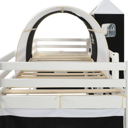 Children's mezzanine bed with slide and Megan Pin Dressing 90x200cm