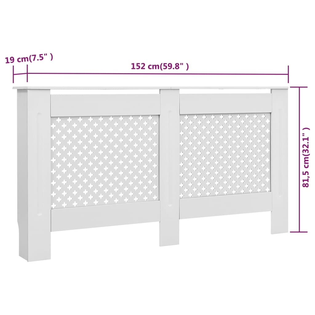 Weißer Kühler -Cache 152x19x81.5 cm MDF