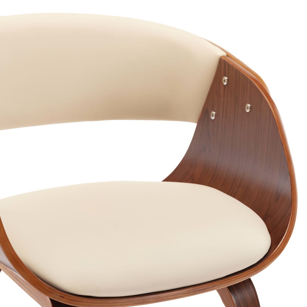 Dining room chair curved wood cream and imitation leather