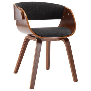 Curved wood gray dining chair and fabric