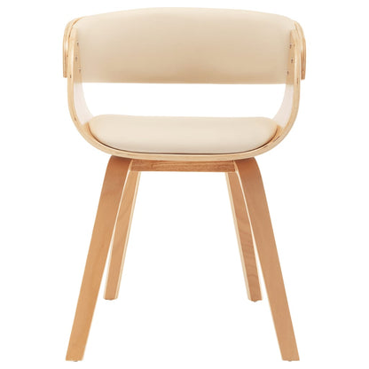 Dining chair curved wood cream and imitation leather