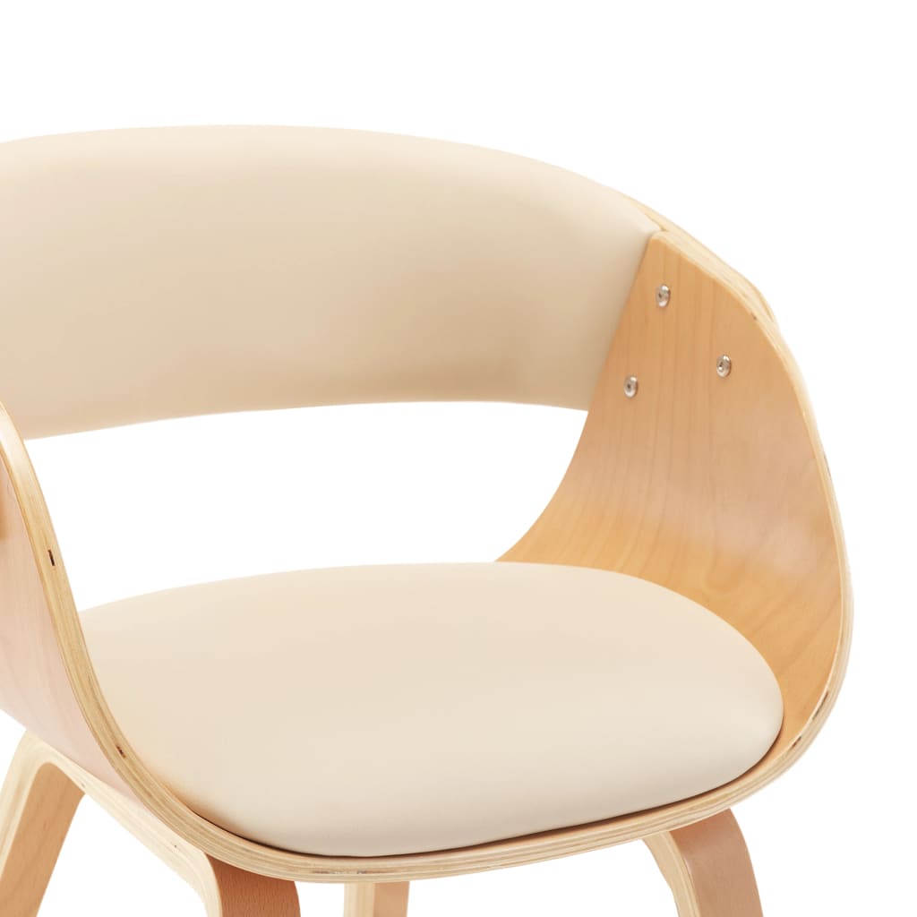 Dining chair curved wood cream and imitation leather