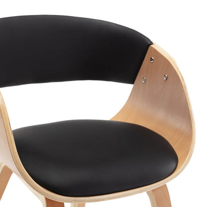 Black dining room chair curved wood and imitation leather