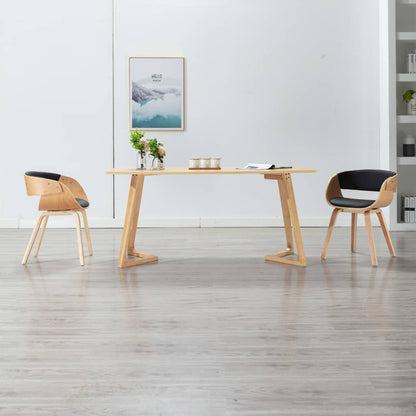 Black dining room chair curved wood and imitation leather