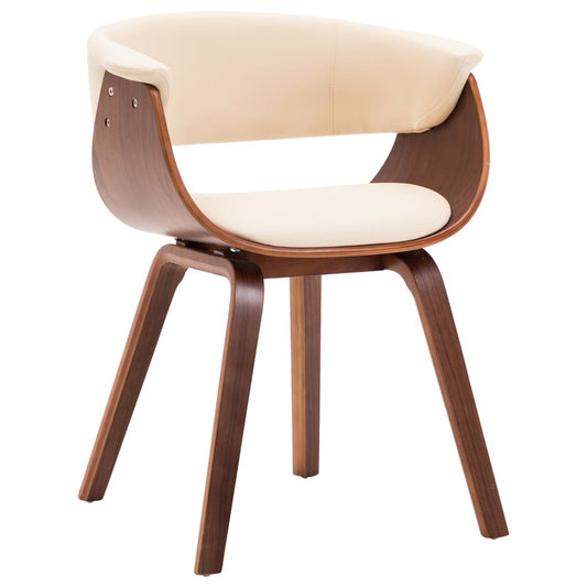 Dining chair curved wood cream and imitation leather