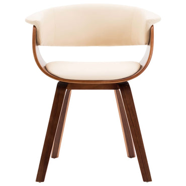 Dining chair curved wood cream and imitation leather