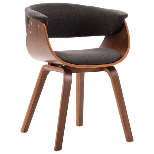 Curved wooden dining chair and fabric