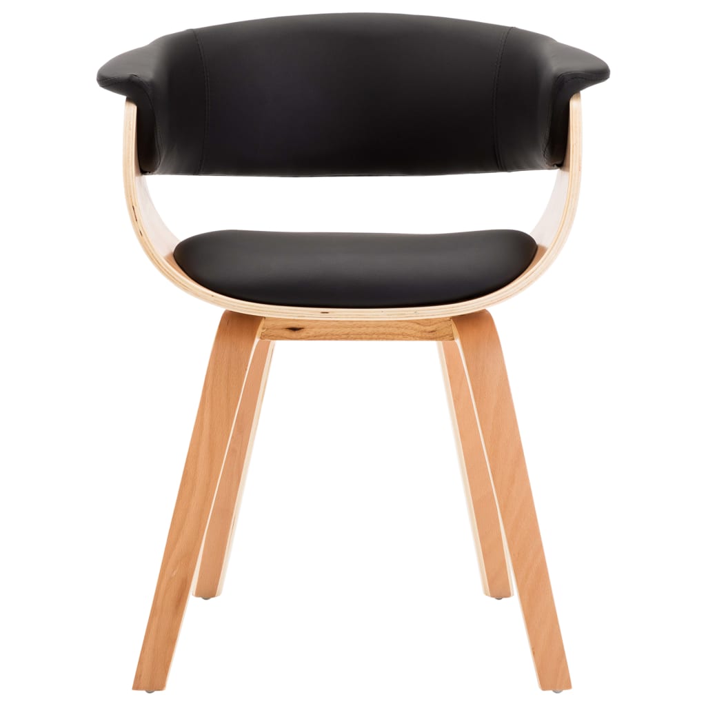 Black dining room chair curved wood and imitation leather