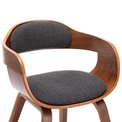 Dark gray dining chair fabric and curved wood